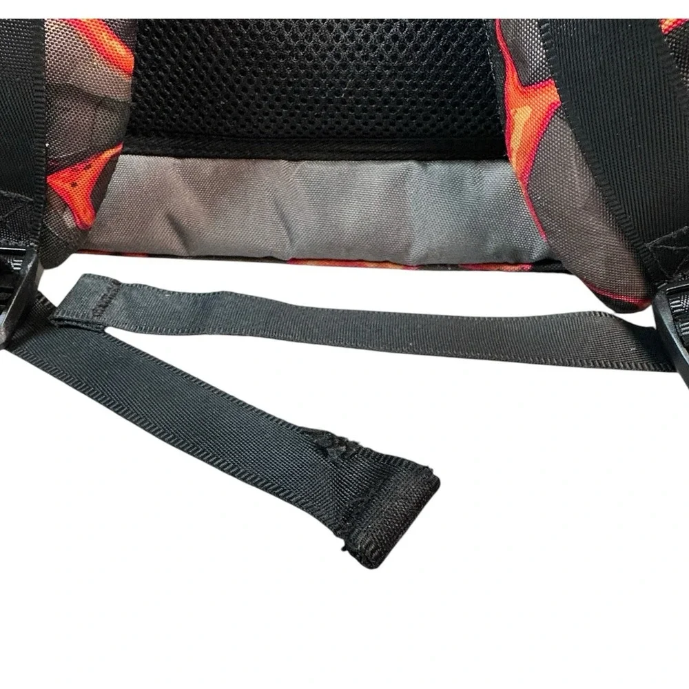 Totto Lava Magma Backpack Black Red Orange School Book Travel Organize 16x12x5